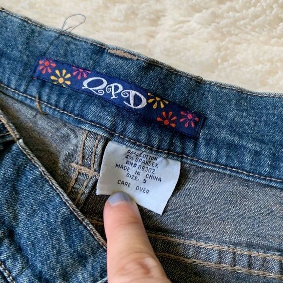 Vintage Y2K QPD Rhinestone Slit Bootcut Jeans Sz 5, Waist 14 - Inseam 30 EUC - Picture 6 of 9